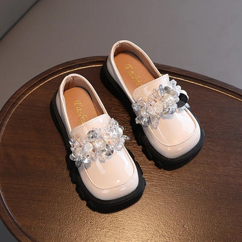 Φθινοπωρινά Loafers για κορίτσια Πλατφόρμα Κρυστάλλινα Beading Όμορφα παιδικά δερμάτινα παπούτσια τριών χρωμάτων 23-36 Βρεφικά τετράγωνα παιδικά παπούτσια