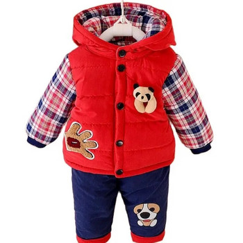 Νέο 2023 σετ χειμωνιάτικων ρούχων για μωρά αγόρια ζεστό σακάκι+παντελόνι μακρυμάνικο παλτό kis σετ ρούχων μόδα ρούχα 0-4 ετών