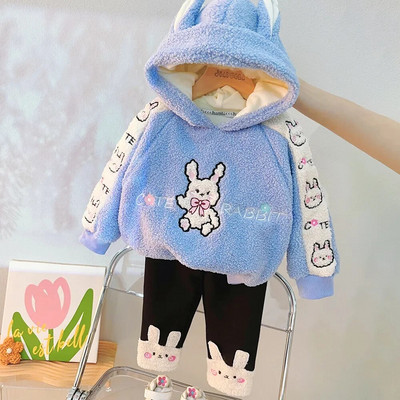 Zēniem Zēniem Meiteņu Apģērbi Rudens Ziemas Bērnu Uzvalks Karikatūra Lāču Džemperis + Plus Samta Siltas Velveta bikses Mazuļu Divdaļīgs Uzvalks