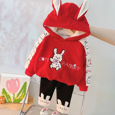 Zēniem Zēniem Meiteņu Apģērbi Rudens Ziemas Bērnu Uzvalks Karikatūra Lāču Džemperis + Plus Samta Siltas Velveta bikses Mazuļu Divdaļīgs Uzvalks