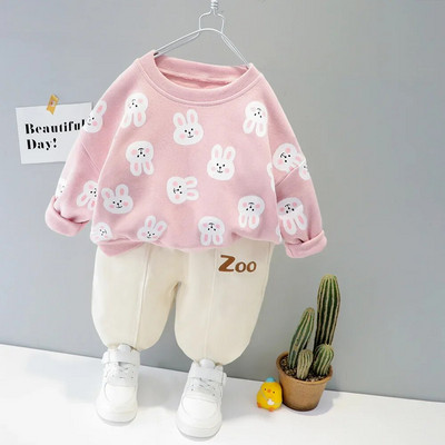 Zēniem Zēniem Meiteņu Apģērbi Rudens Ziemas Bērnu Uzvalks Karikatūra Lāču Džemperis + Plus Samta Siltas Velveta bikses Mazuļu Divdaļīgs Uzvalks