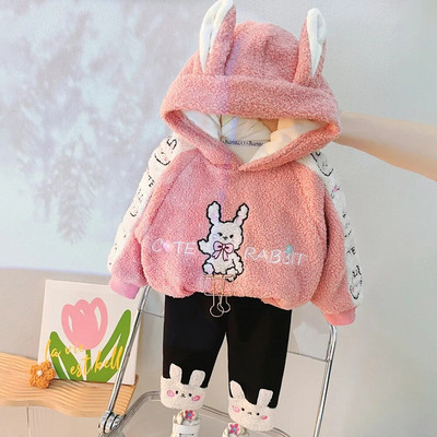 Zēniem Zēniem Meiteņu Apģērbi Rudens Ziemas Bērnu Uzvalks Karikatūra Lāču Džemperis + Plus Samta Siltas Velveta bikses Mazuļu Divdaļīgs Uzvalks