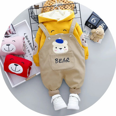 Zēniem Zēniem Meiteņu Apģērbi Rudens Ziemas Bērnu Uzvalks Karikatūra Lāču Džemperis + Plus Samta Siltas Velveta bikses Mazuļu Divdaļīgs Uzvalks