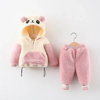 Zēniem Zēniem Meiteņu Apģērbi Rudens Ziemas Bērnu Uzvalks Karikatūra Lāču Džemperis + Plus Samta Siltas Velveta bikses Mazuļu Divdaļīgs Uzvalks
