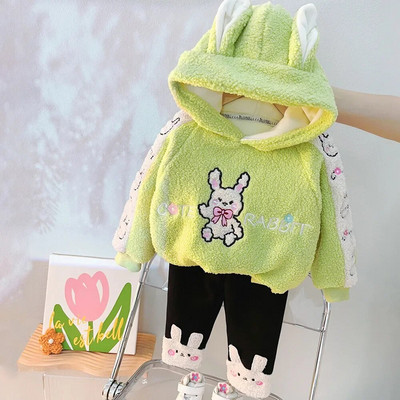 Zēniem Zēniem Meiteņu Apģērbi Rudens Ziemas Bērnu Uzvalks Karikatūra Lāču Džemperis + Plus Samta Siltas Velveta bikses Mazuļu Divdaļīgs Uzvalks