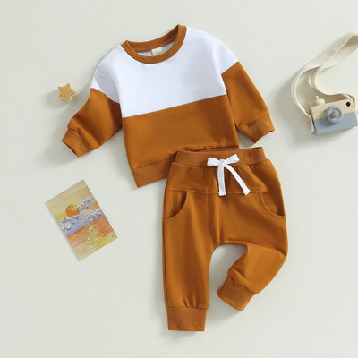 Copii Bebeluși Copii mici Băieți ținute de toamnă Hanorace cu mânecă lungă și pantaloni cu talie elastică pentru nou-născuți Set de haine