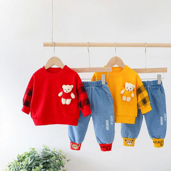 Μόδα ανοιξιάτικο και φθινόπωρο παιδικό σετ ρούχων Παιδικό μωρό αγόρι κορίτσι Casual μπλουζάκια Παιδικό τζιν 2 τμχ Ρούχα για μωρό αγόρι