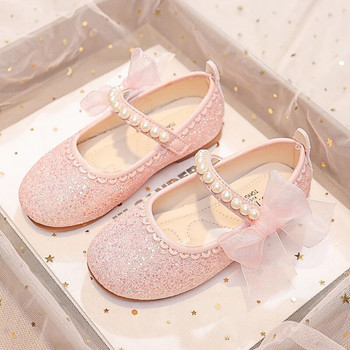 Παιδική μόδα για κορίτσια Mary Janes για πάρτι γάμου 2023 Πέρλες με φιόγκο στο πλάι Κομψά παπούτσια Princess Chic παιδικά παπούτσια αντιολισθητικά