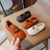 Meiteņu ādas apavi Ērti bērniem Vieglas, mīkstas zoles plakanas kurpes pavasara rudens bērniem princešu apavi 23-34 izmērs