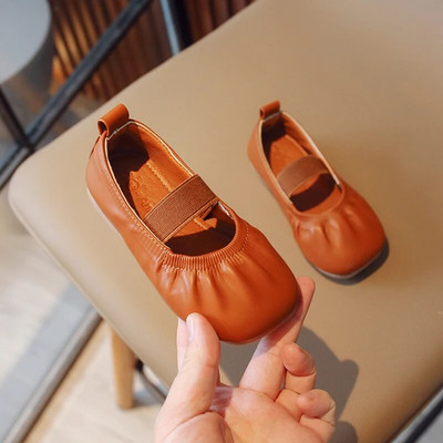 Meiteņu ādas apavi Ērti bērniem Vieglas, mīkstas zoles plakanas kurpes pavasara rudens bērniem princešu apavi 23-34 izmērs