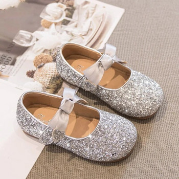 Γαμήλια παπούτσια για κορίτσια Ασημί Bling Mary Janes Χρυσό ύφασμα με παγιέτες Princess Παπούτσια Παιδικά Flat Παιδικά Baby Dance Show Party 418A