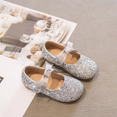 Tüdrukute pulmakingad Hõbedane Bling Mary Janes kullast litritega riidest printsessiklatsid Lastekorterid Lastele Beebi tantsushow pidu 418A