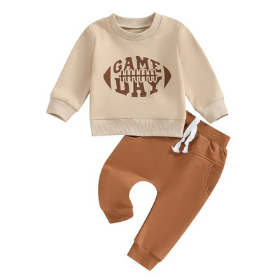 Set de haine de toamnă iarnă pentru bebeluși băieți 0-3 ani pentru copii, cu mânecă lungă, imprimeu cu litere, pulover, tricou, hanorac, pantaloni, ținute casual pentru copii mici