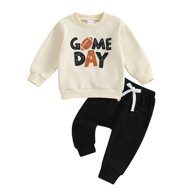 Set de haine de toamnă iarnă pentru bebeluși băieți 0-3 ani pentru copii, cu mânecă lungă, imprimeu cu litere, pulover, tricou, hanorac, pantaloni, ținute casual pentru copii mici