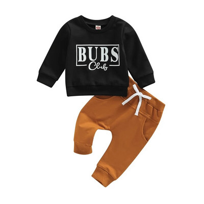 Set de haine de toamnă iarnă pentru bebeluși băieți 0-3 ani pentru copii, cu mânecă lungă, imprimeu cu litere, pulover, tricou, hanorac, pantaloni, ținute casual pentru copii mici