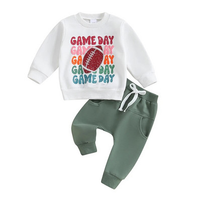 Set de haine de toamnă iarnă pentru bebeluși băieți 0-3 ani pentru copii, cu mânecă lungă, imprimeu cu litere, pulover, tricou, hanorac, pantaloni, ținute casual pentru copii mici