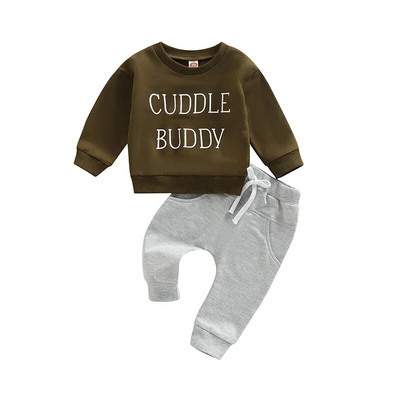 Set de haine de toamnă iarnă pentru bebeluși băieți 0-3 ani pentru copii, cu mânecă lungă, imprimeu cu litere, pulover, tricou, hanorac, pantaloni, ținute casual pentru copii mici