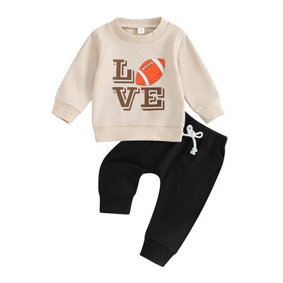 Set de haine de toamnă iarnă pentru bebeluși băieți 0-3 ani pentru copii, cu mânecă lungă, imprimeu cu litere, pulover, tricou, hanorac, pantaloni, ținute casual pentru copii mici