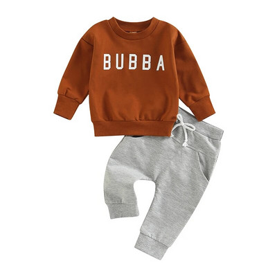 Set de haine de toamnă iarnă pentru bebeluși băieți 0-3 ani pentru copii, cu mânecă lungă, imprimeu cu litere, pulover, tricou, hanorac, pantaloni, ținute casual pentru copii mici