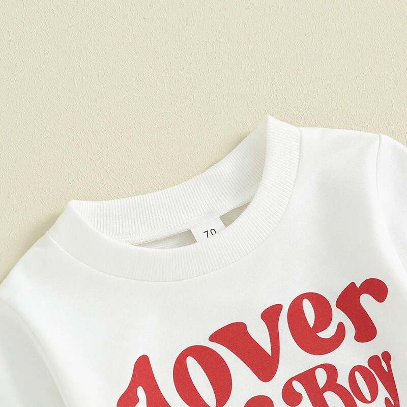 2023-10-19 Lioraitiin 0-3Y imiku beebipoiss sõbrapäeva komplektid pikkade varrukatega särgid kirjatrükiga dressipluus punaste pükstega komplekt