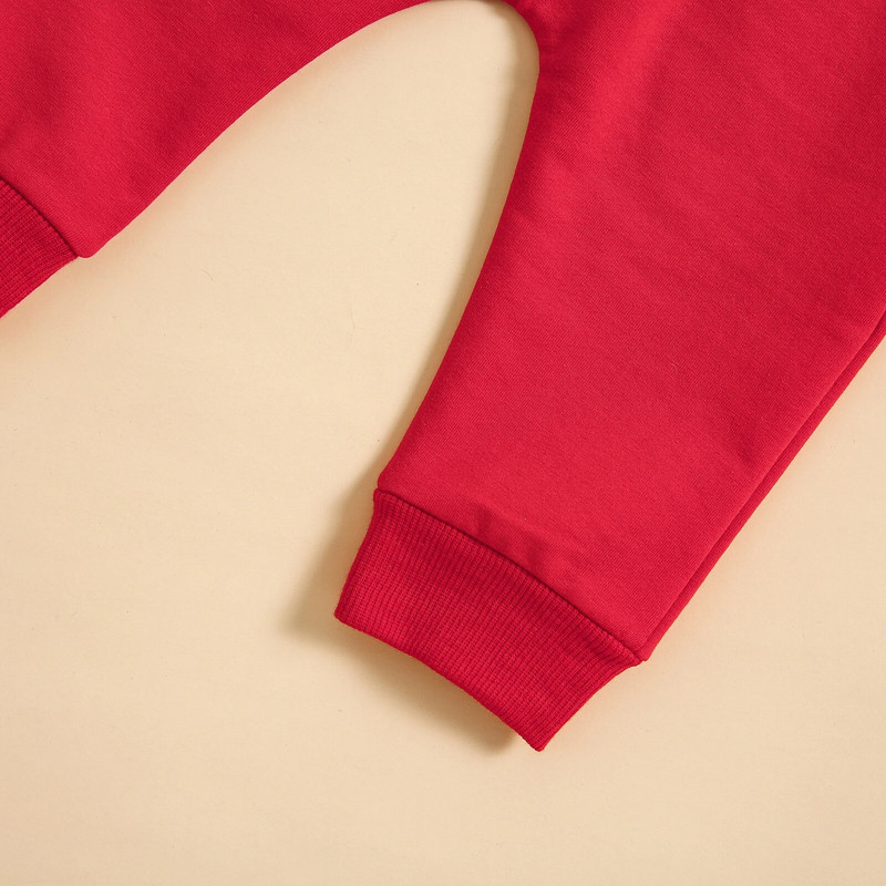 2023-11-03 Lioraitiin 0-3Y Vaikų berniukų Valentino dienos apranga ilgomis rankovėmis marškinėliai su raidėmis marginti megztiniai su raudonomis kelnėmis