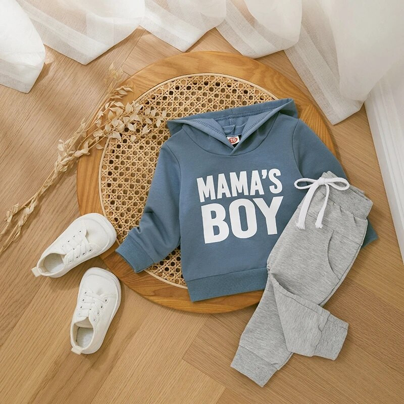 Mazu bērnu zēnu apģērbu komplekts ar kapuci bērniem ikdienas rudens tērpi ar burtu apdruku kapuces ar garām piedurknēm džemperi bikses 2 gab. zīdaiņu kostīms