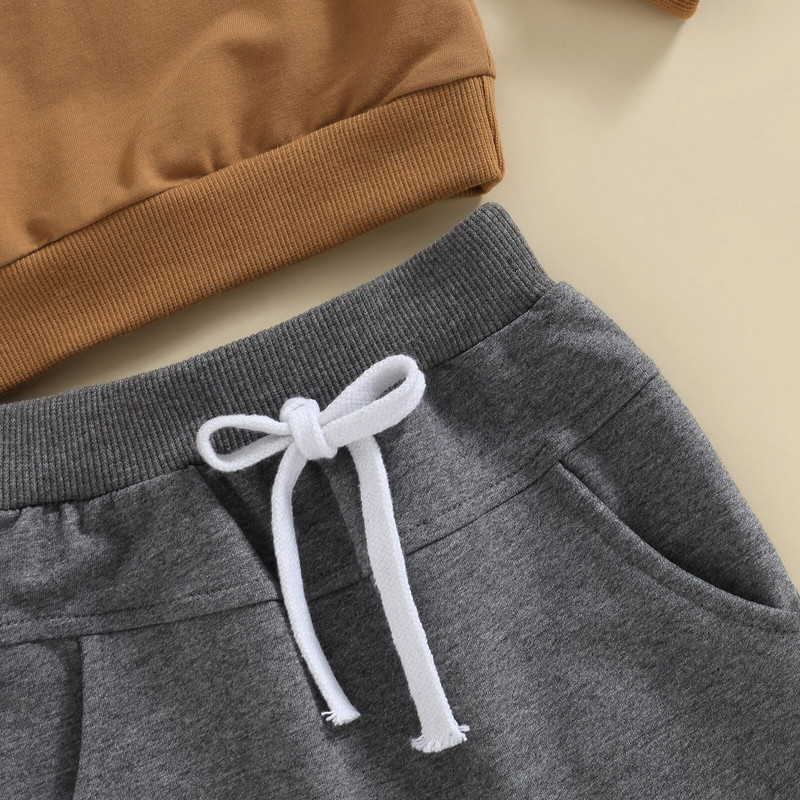 Φθινόπωρο Χειμώνας Βρεφικά Βρεφικά Αγόρια Ρούχα Σετ Μόδα Επιστολή Παιδική Στολή Μακρυμάνικη Φούτερ Φούτερ 2 τμχ Βρεφική φόρμα