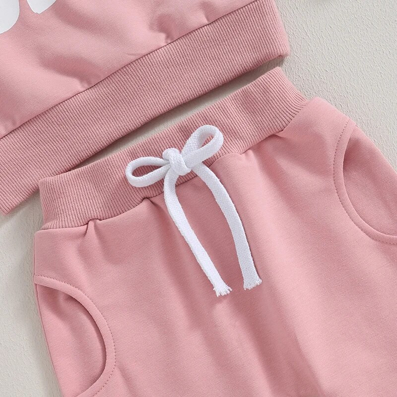 Toddler Baby Girls Drēbju komplekti Tēti meitenei ar burtu apdruku ar garām piedurknēm džemperi Džemperi Skriešanas bikses Zīdaiņu rudens tērpi
