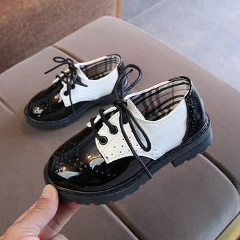 Момчета Момичета Модни кожени обувки 2023 Детски нов стил Оксфордски обувки Детски апартаменти за бебешко училищно парти Официални сватбени кожени обувки