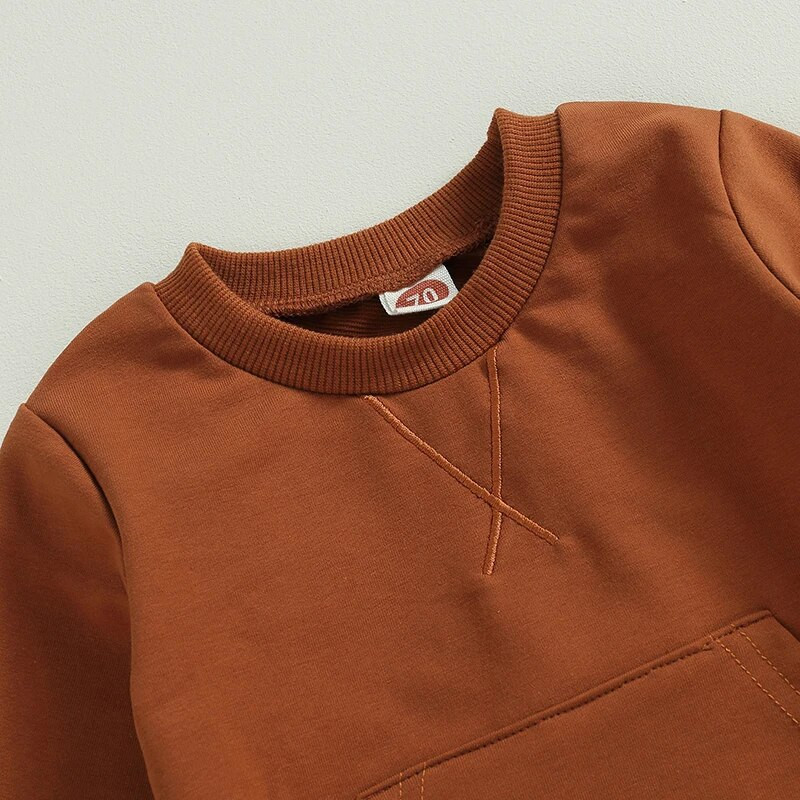 Ikdienas jauni mazuļu zēnu meiteņu rudens tērpi treniņtērps, izšuvums, kabata, garām piedurknēm, sporta krekli + garas bikses, 2 gab. bērnu apģērbu komplekts