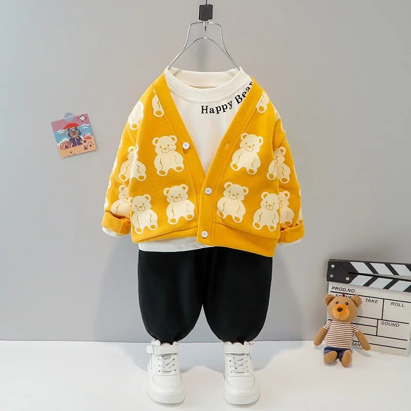 0-4 metų rudens ir žiemos naujos mados vaikiški drabužiai kūdikių mados raidžių komplektas berniukų ir mergaičių liemenė trijų dalių s