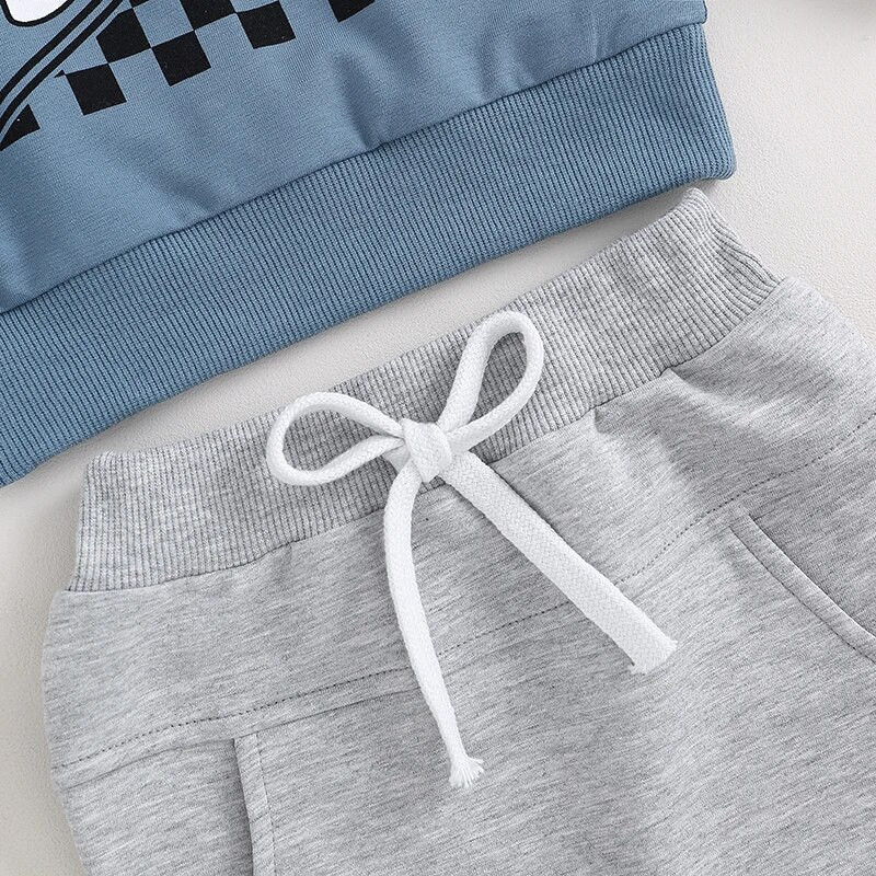 Mood Lapsed Beebipoisid Kevad-sügis rõivakomplektid Kiri ruuduline Lapitehnika Print pikkade varrukatega dressipluusid Dressipüksid Spordidressid