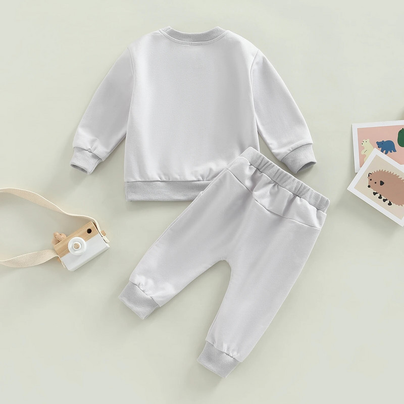 Imiku vastsündinu beebi tüdrukutele poistele 2 tk riietus, kirjatrükiga ümar kaelus pikkade varrukatega dressipluusid + elastne vööpükste komplekt 0-3T