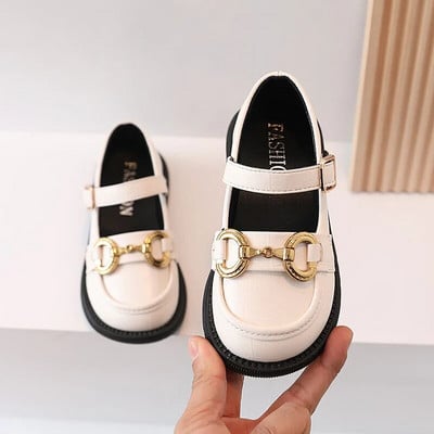 Pantofi pentru fete roșii Mary Janes 2023 primăvară moda copii prințesă copil mic pantofi retro cu metal pantofi rochie copii petrecere