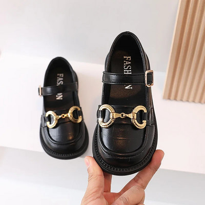Pantofi pentru fete roșii Mary Janes 2023 primăvară moda copii prințesă copil mic pantofi retro cu metal pantofi rochie copii petrecere