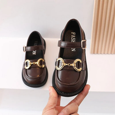 Pantofi pentru fete roșii Mary Janes 2023 primăvară moda copii prințesă copil mic pantofi retro cu metal pantofi rochie copii petrecere