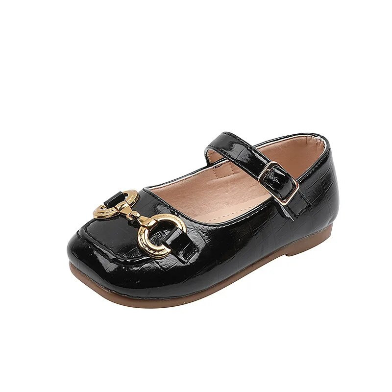 Apavi meitenēm Red Mary Janes 2023. gada pavasara bērnu modes princešu apavi maziem bērniem, retro stila apavi ar metālisku bērnu kleitu apavu ballīte