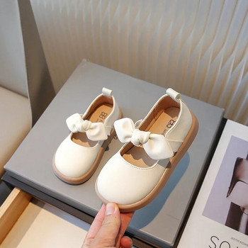 Кожени обувки за момичета 2023, пролет, есен, нови бебешки момичета с лък, модни принцески детски обувки, корейски стил, малки деца Mary Janes PU