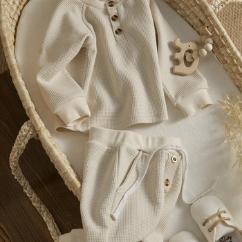 Ma&Baby 0-3 ετών Φθινόπωρο Χειμώνας Βρεφικό Σετ ρούχων για κοριτσάκι για νεογέννητο βρέφος Μπλουζάκια με κουμπιά παντελόνια casual outfits Ρούχα