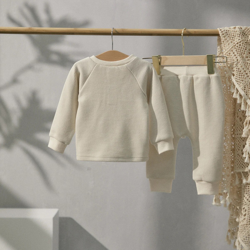 Ma&Baby 0–3 gadi, rudens, ziema, zēns, meitene, drēbju komplekts jaundzimušajam, mazam bērnam ar pogām Topi Bikses Ikdienas tērpi Apģērbs