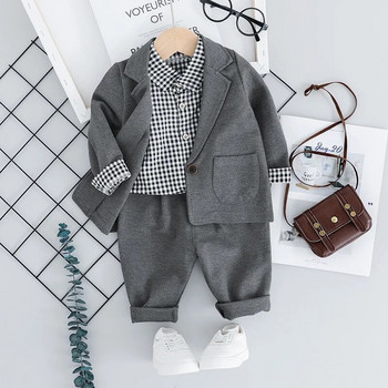 2023 νέα μόδα παιδικά ρούχα βρεφική αλυσίδα γιλέκο κυρίου κοστούμι αγόρι μονόχρωμο γιλέκο γραβάτα Μπλουζάκι τριών τεμαχίων επίσημο βραδινό
