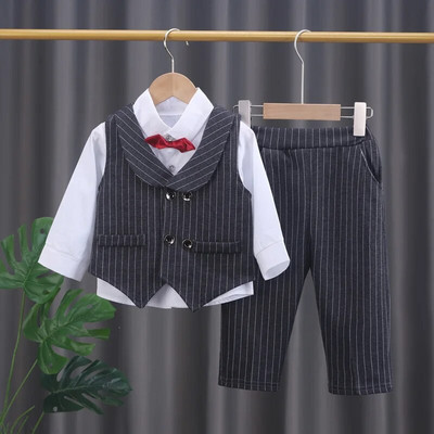 2023. gada jauns modes bērnu apģērbs bērnu ķēdes veste džentlmeņu uzvalks zēnu vienkrāsaina veste Kaklasaites krekls trīsdaļīgs formāla vakarkleita