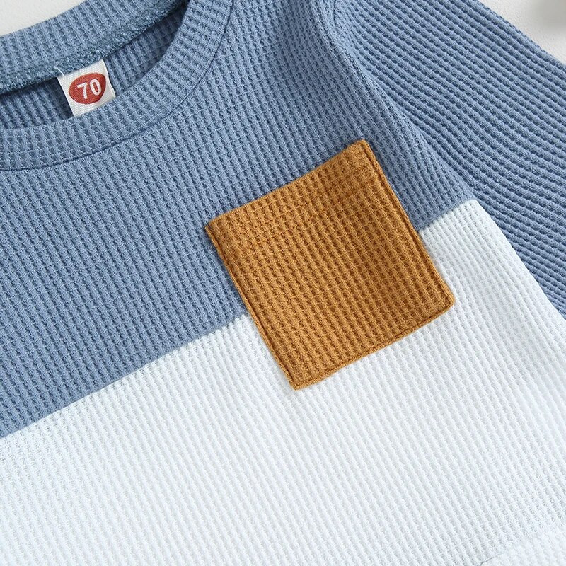 Laste riided komplektid beebile Patchwork Vahvli T-särgid Dressipärgid Püksid Sügisriided Vabaaja poiste Spordidressid Komplektid Spordirõivad