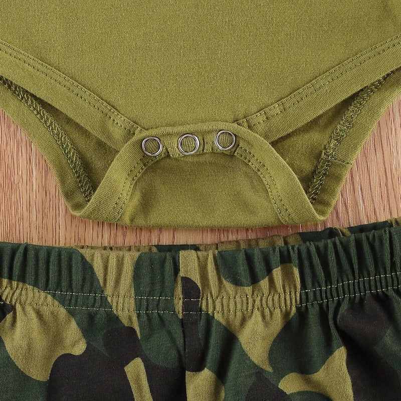 0-12M jaundzimušais mazulis toddler bērni meitenes zēni ikdienas uzvalks drēbes armijas zaļas garām piedurknēm rombs + kamuflāžas bikses 2gab apģērbs