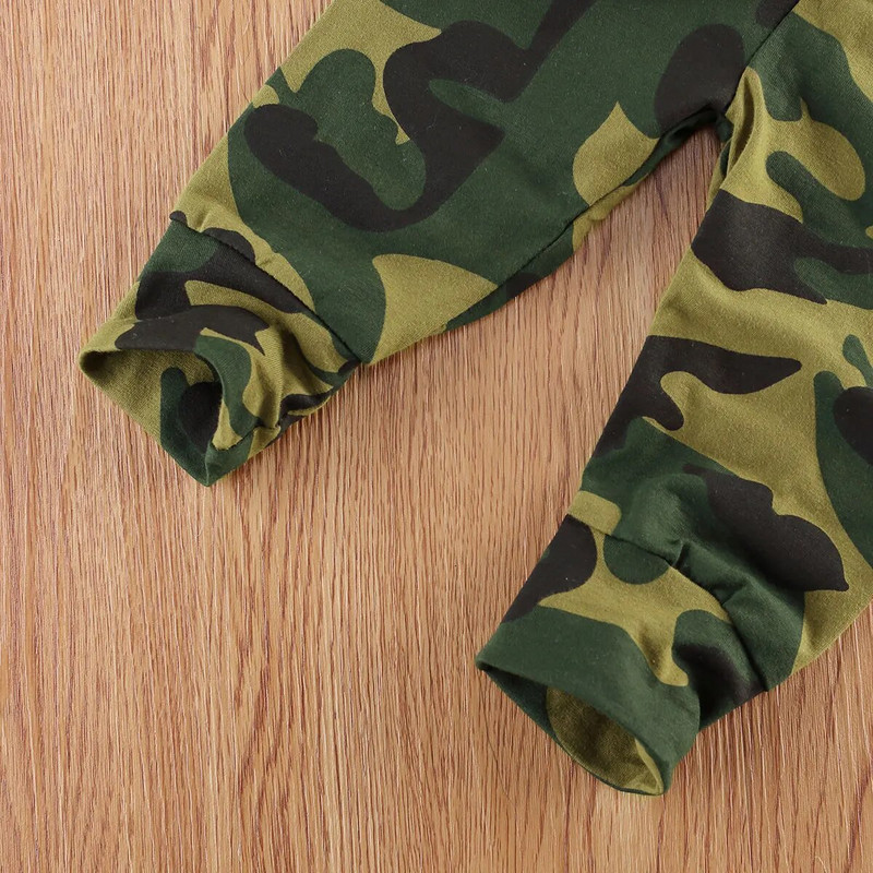 0-12M jaundzimušais mazulis toddler bērni meitenes zēni ikdienas uzvalks drēbes armijas zaļas garām piedurknēm rombs + kamuflāžas bikses 2gab apģērbs