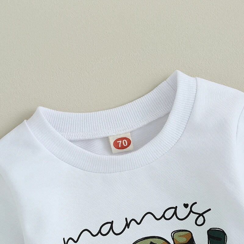 ma&baby 0-3G Toddler zīdaiņu zīdaiņu zēnu apģērbu komplekti garām piedurknēm, maskēšanās ar burtu apdruku Topi + bikses pavasara rudens tērpi d05