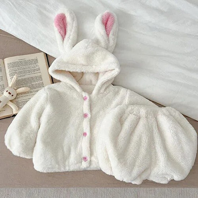 Ziemas zīdaiņu zīdaiņu zēnu meiteņu apģērbu komplekts ar garām piedurknēm vienkrāsains bieza jaka + bikses jaundzimušā bērna biezs silts apģērba uzvalks