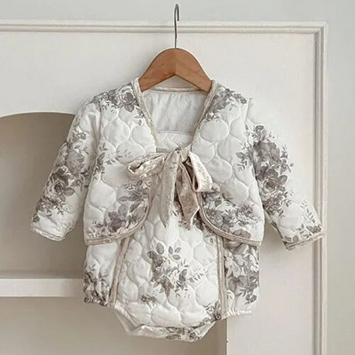 Ziemas zīdaiņu zīdaiņu zēnu meiteņu apģērbu komplekts ar garām piedurknēm vienkrāsains bieza jaka + bikses jaundzimušā bērna biezs silts apģērba uzvalks