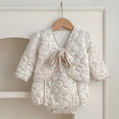 Ziemas zīdaiņu zīdaiņu zēnu meiteņu apģērbu komplekts ar garām piedurknēm vienkrāsains bieza jaka + bikses jaundzimušā bērna biezs silts apģērba uzvalks