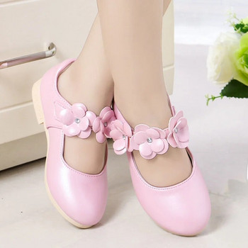 Розови кожени обувки за момичета на цветя от бяло злато за деца Сватбено парти принцеса за латино танци 6 8 10 12 години schoenen meisjes